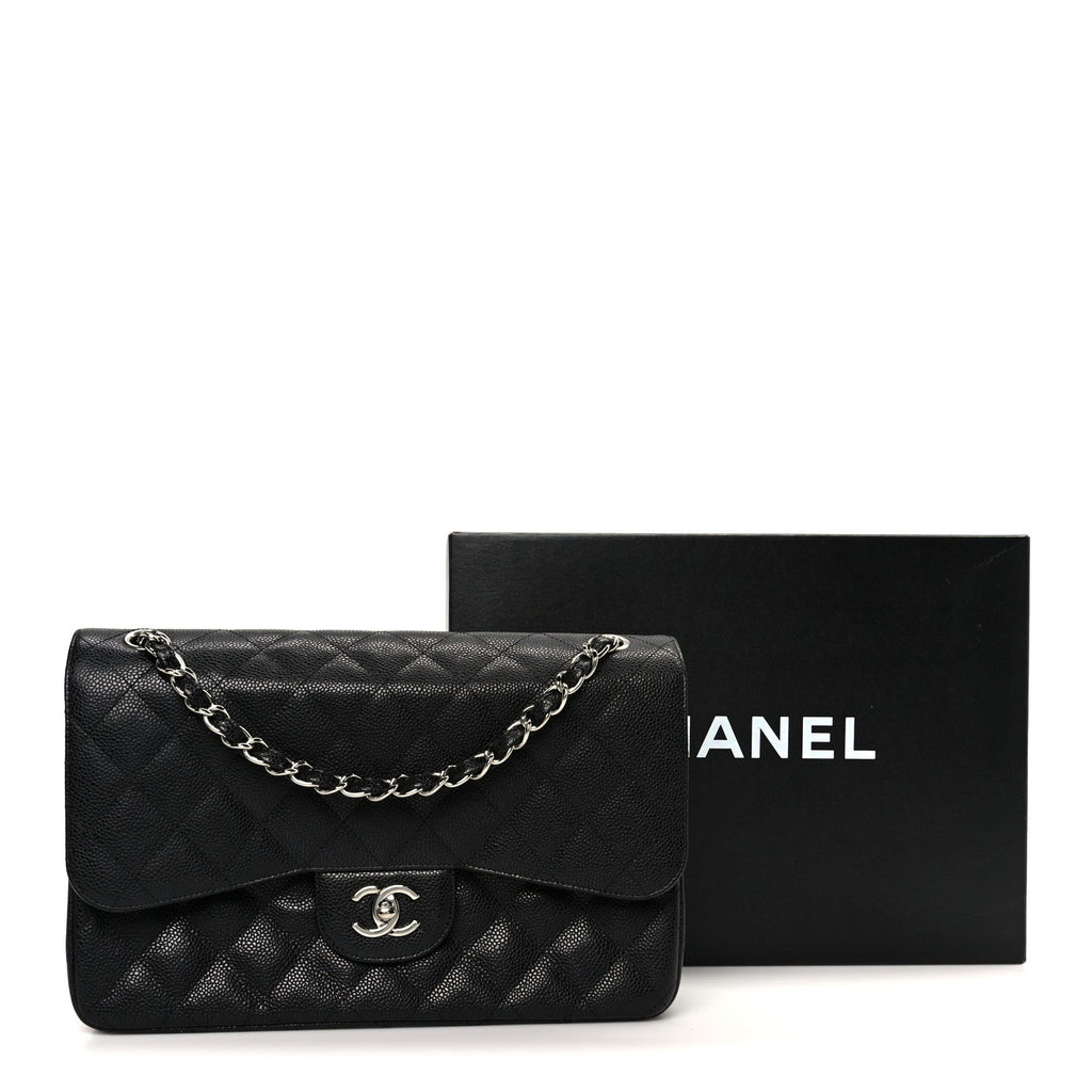 Caviar Quilted Jumbo Double Flap Black wholesalehk.shop