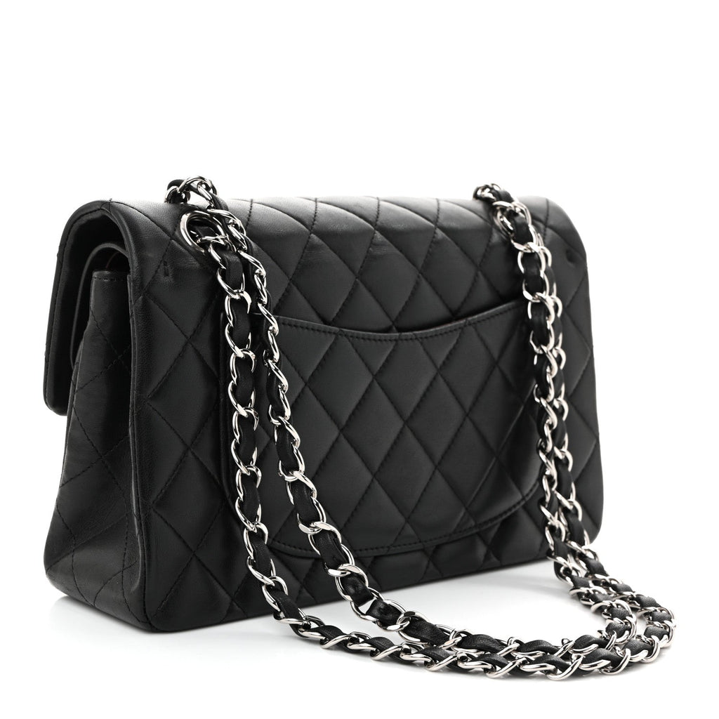 Lambskin Quilted Small Double Flap Black wholesalehk.shop