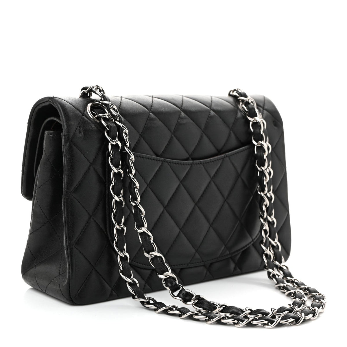 Lambskin Quilted Small Double Flap Black wholesalehk.shop