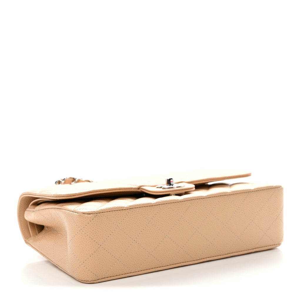 Caviar Quilted Medium Double Flap Beige wholesalehk.shop