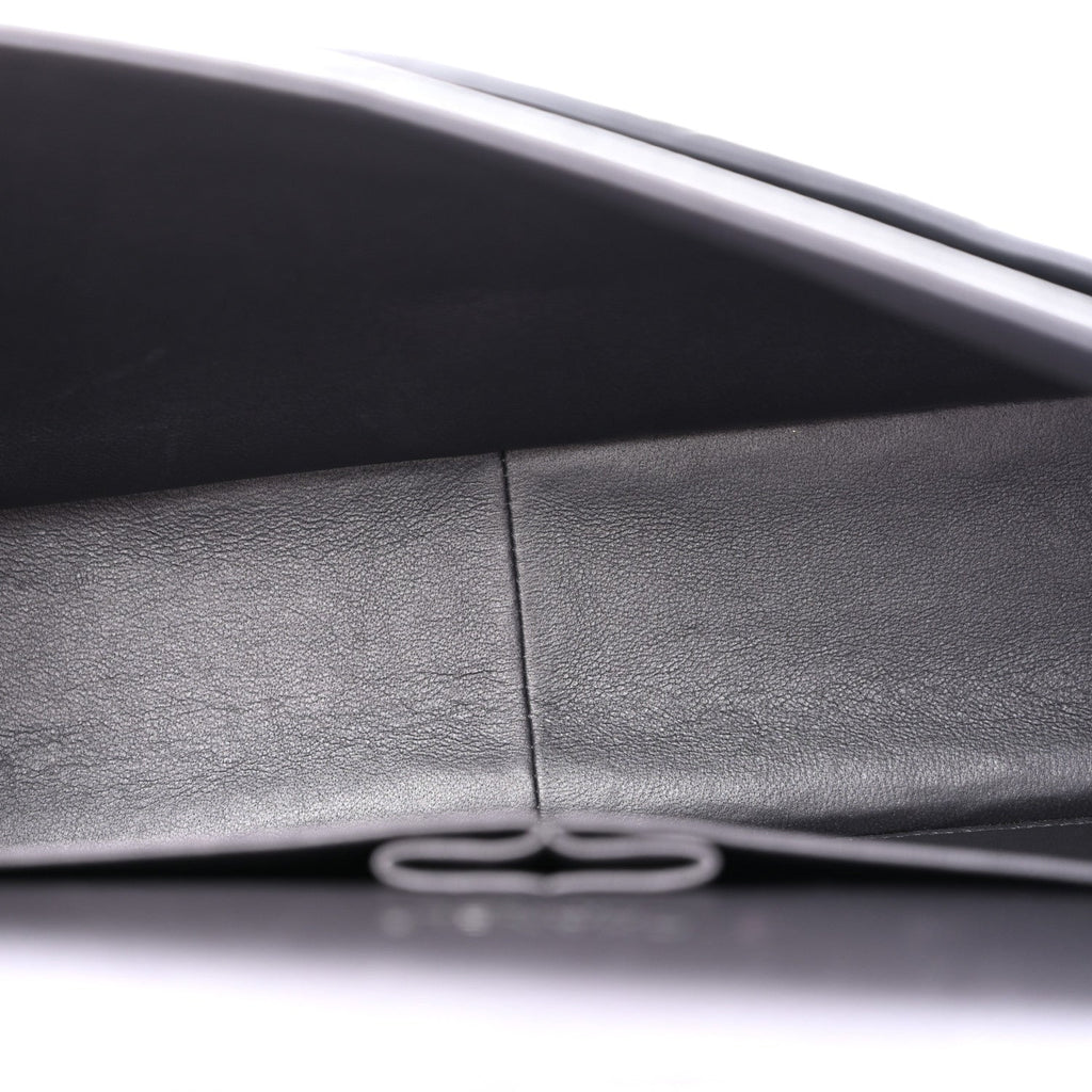 Metallic Lambskin Quilted Maxi Double Flap Pewter wholesalehk.shop