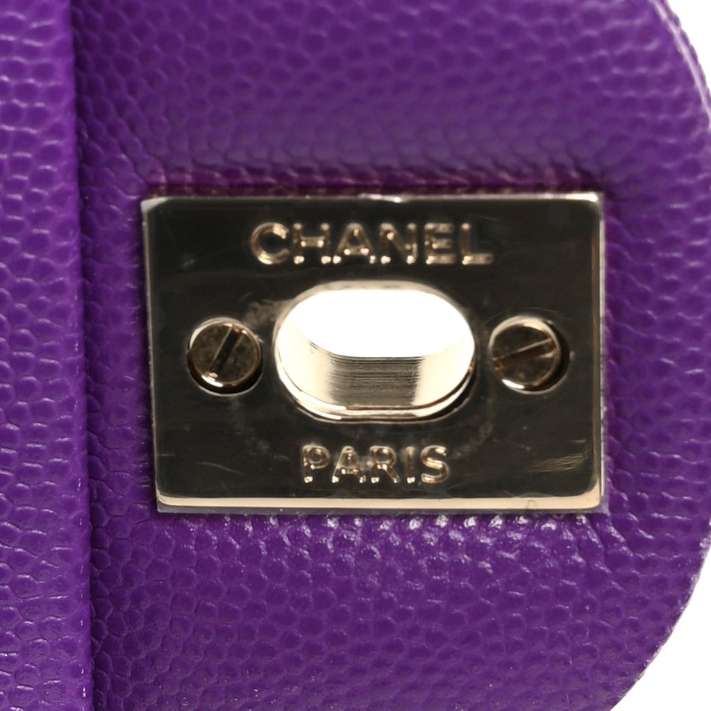 Caviar Quilted Small Double Flap Purple wholesalehk.shop