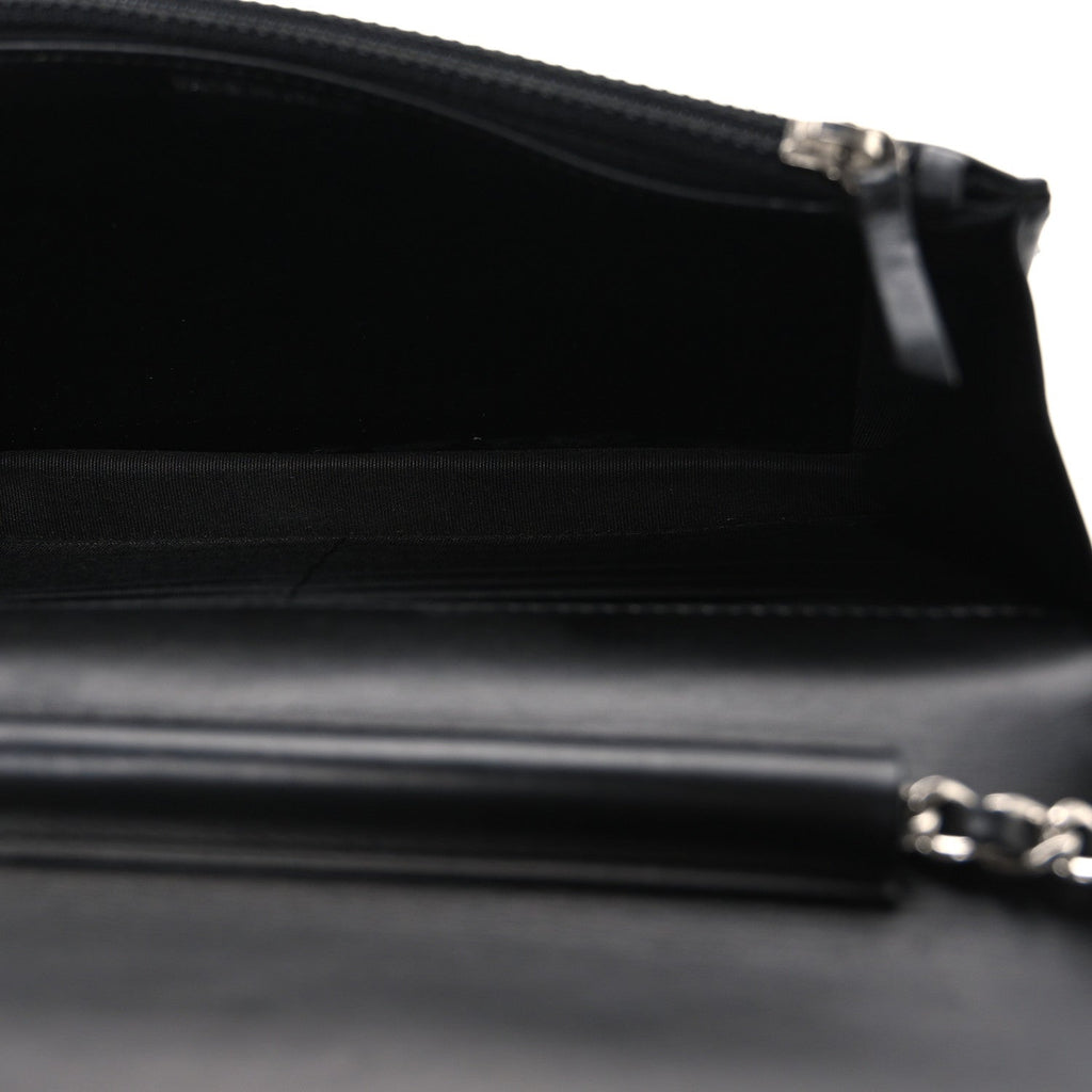 Lambskin Camellia Studded Wallet on Chain WOC Black wholesalehk.shop