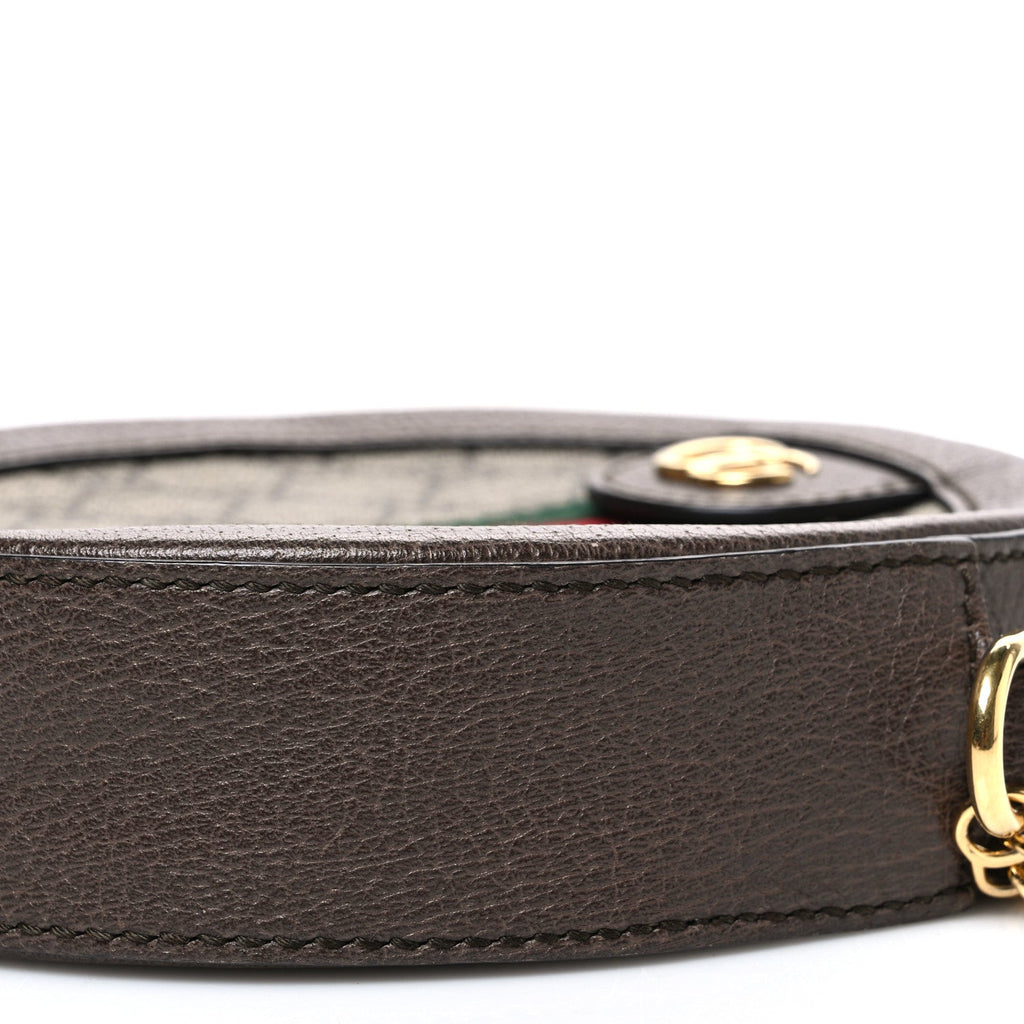 GG Supreme Monogram Web Mini Ophidia Round Shoulder Bag Brown wholesalehk.shop