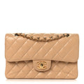 Caviar Quilted Small Double Flap Beige wholesalehk.shop