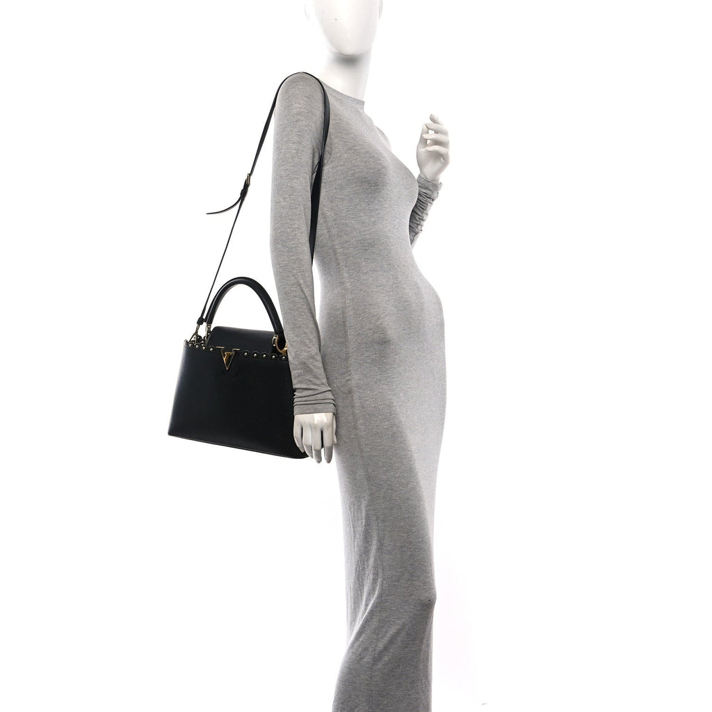 Taurillon Studded Capucines PM Black £¨ Direct shipment via from wholesalehk.shop
