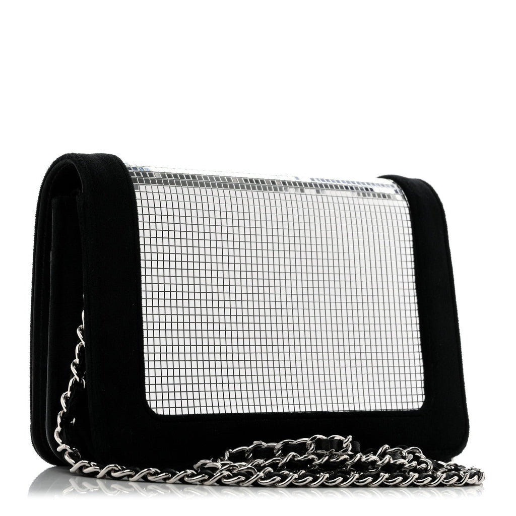 Velvet Mirror Embellished Boy Wallet On Chain WOC Argent wholesalehk.shop