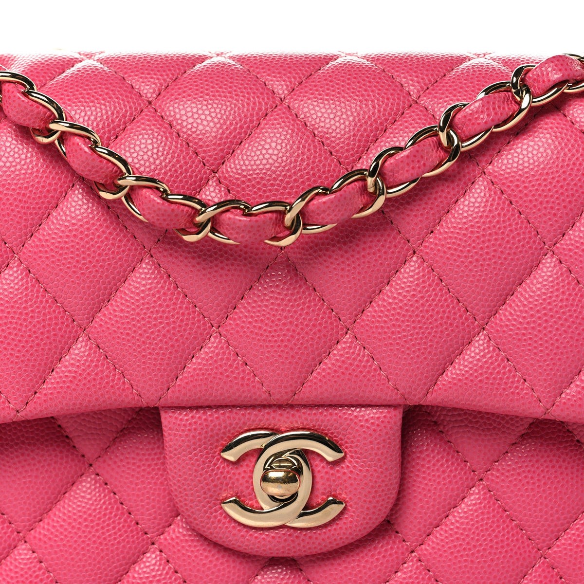 Caviar Quilted Small Double Flap Pink wholesalehk.shop