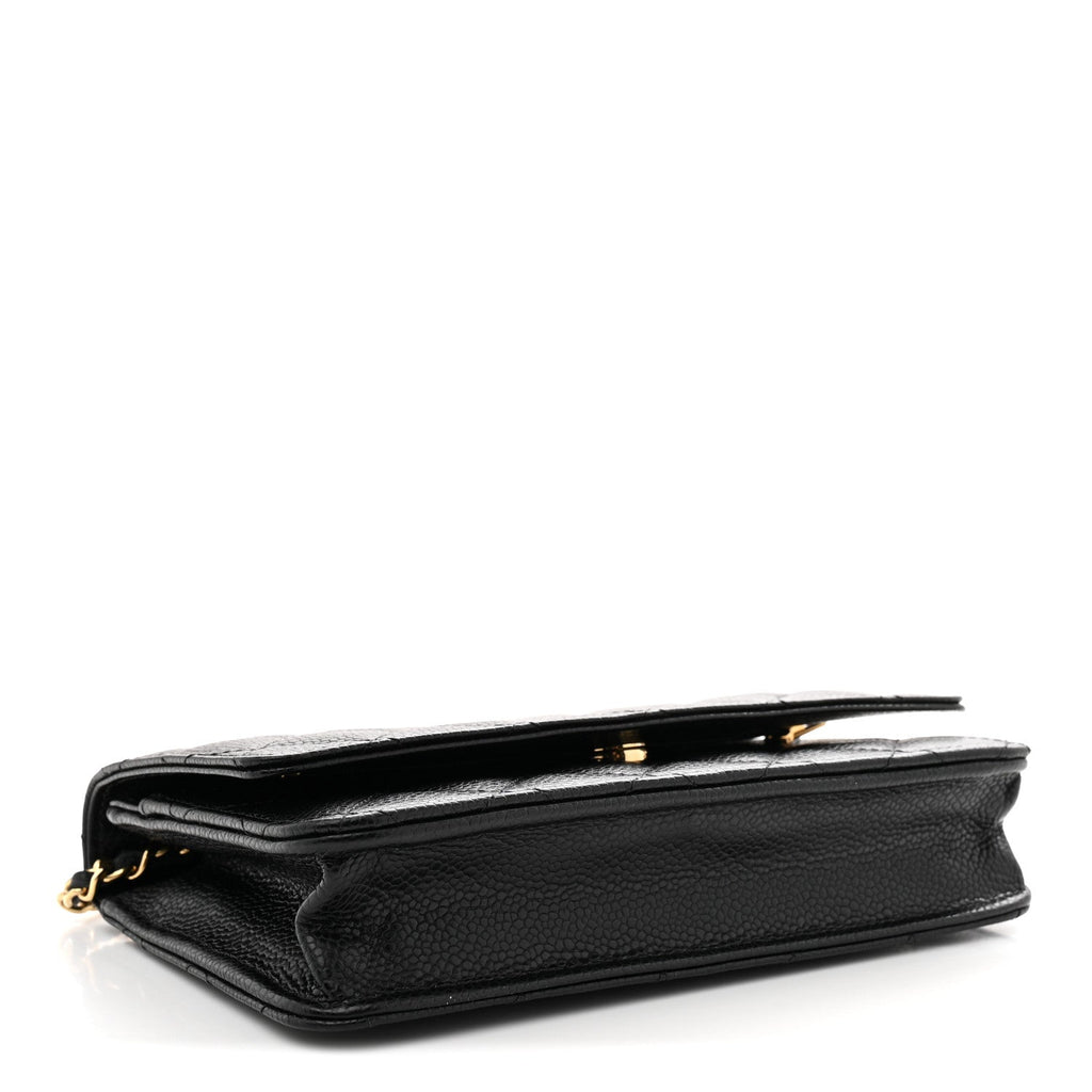 Caviar Quilted Wallet on Chain WOC Black wholesalehk.shop