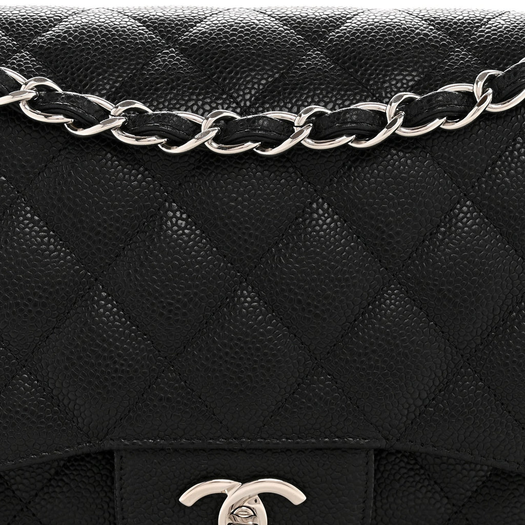 Caviar Quilted Jumbo Double Flap Black wholesalehk.shop