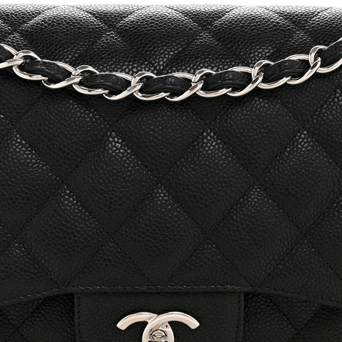 Caviar Quilted Jumbo Double Flap Black wholesalehk.shop