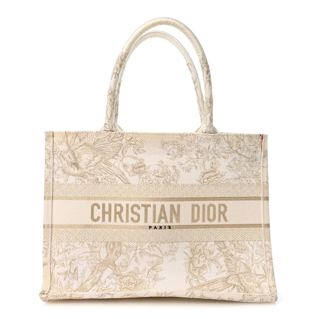 Canvas Embroidered Medium Jardin D'Hiver Book Tote White Gold £¨ Direct shipment via from wholesalehk.shop