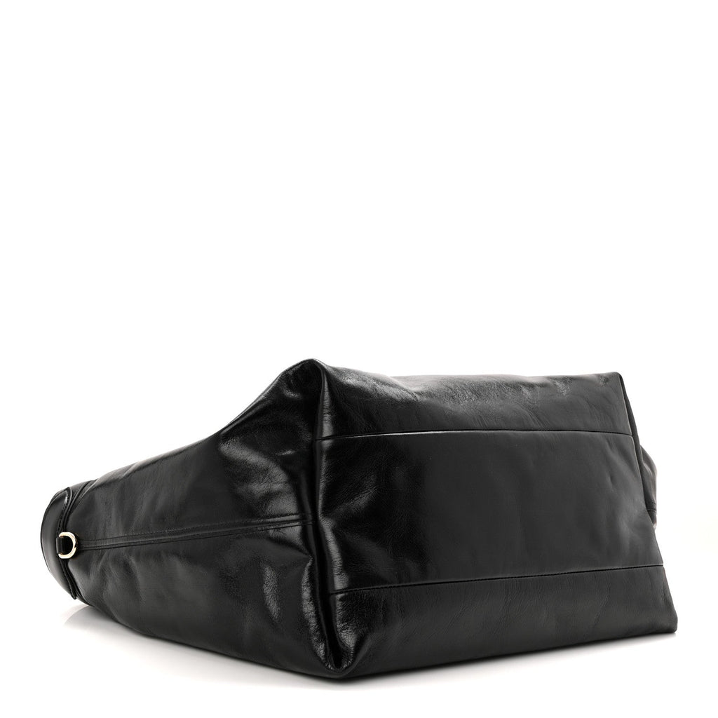 Soft Glossy Calfskin Large Giglio Tote Black wholesalehk.shop