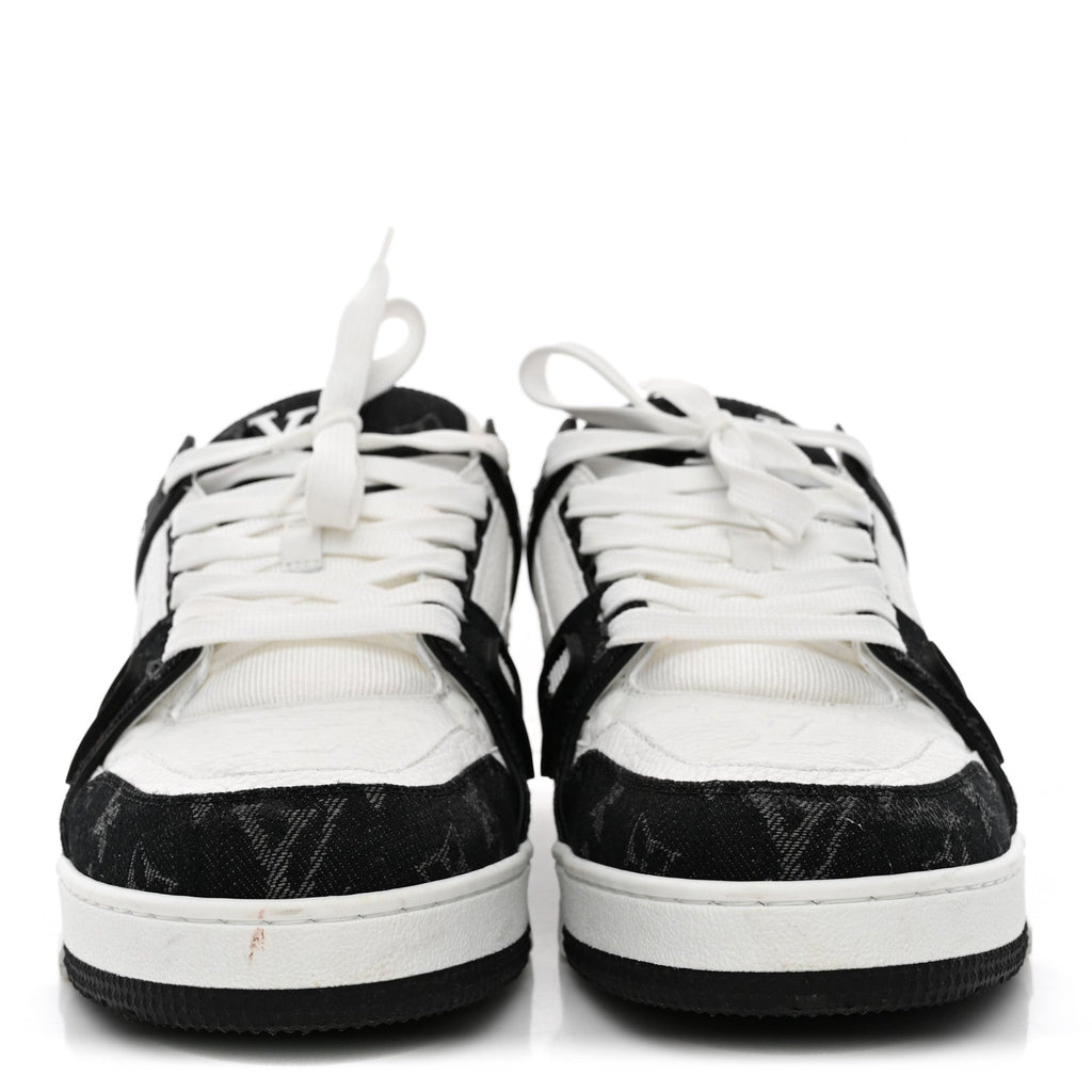 Calfskin Embossed Monogram Denim Mens LV Trainer Sneakers 10 Black £¨ Direct shipment via from wholesalehk.shop
