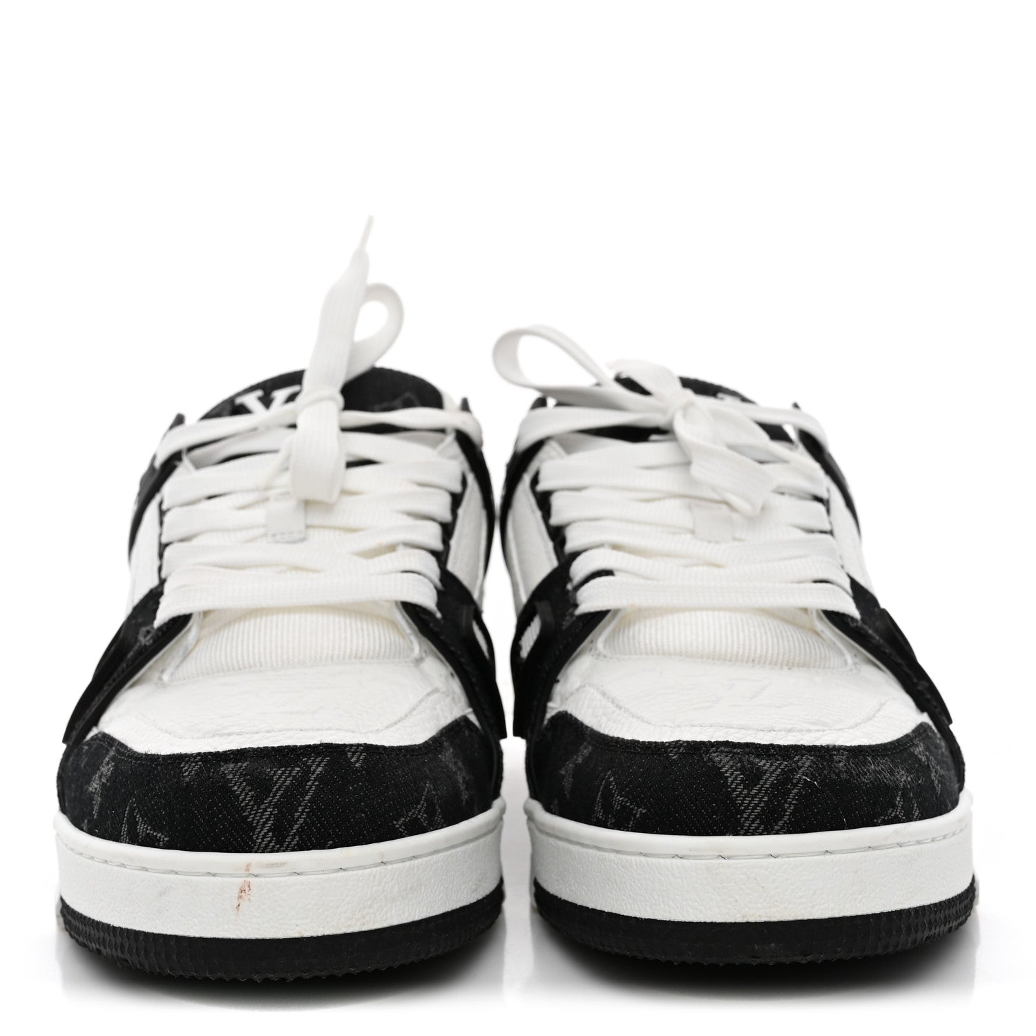 Calfskin Embossed Monogram Denim Mens LV Trainer Sneakers 10 Black £¨ Direct shipment via from wholesalehk.shop
