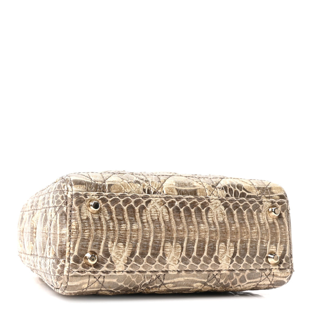 Metallic Snakeskin Cannage Mini Lady Dior Beige wholesalehk.shop