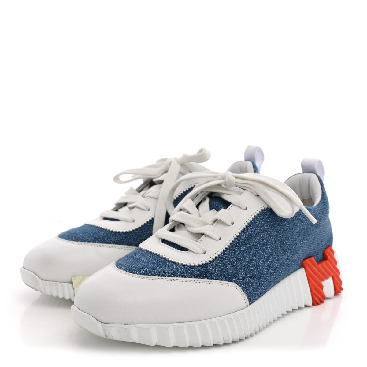 Denim Suede Goatskin Bouncing Sneakers 37.5 Bleu Clair White wholesalehk.shop