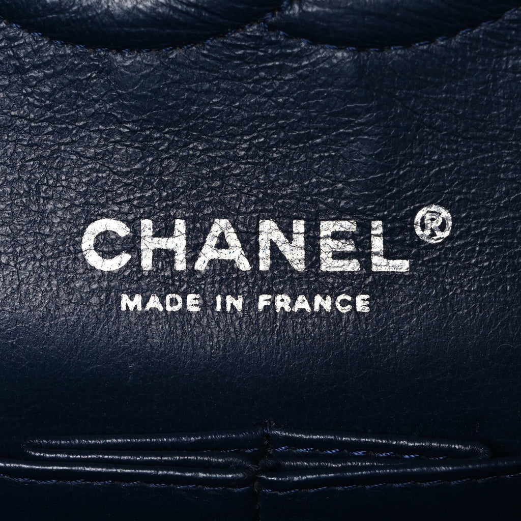 Lambskin Quilted Medium Double Flap Navy wholesalehk.shop