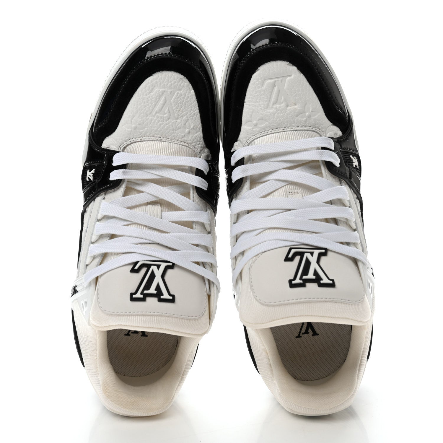 Calfskin Patent Mens LV Trainer Sneakers 9 White Black £¨ Direct shipment via from wholesalehk.shop