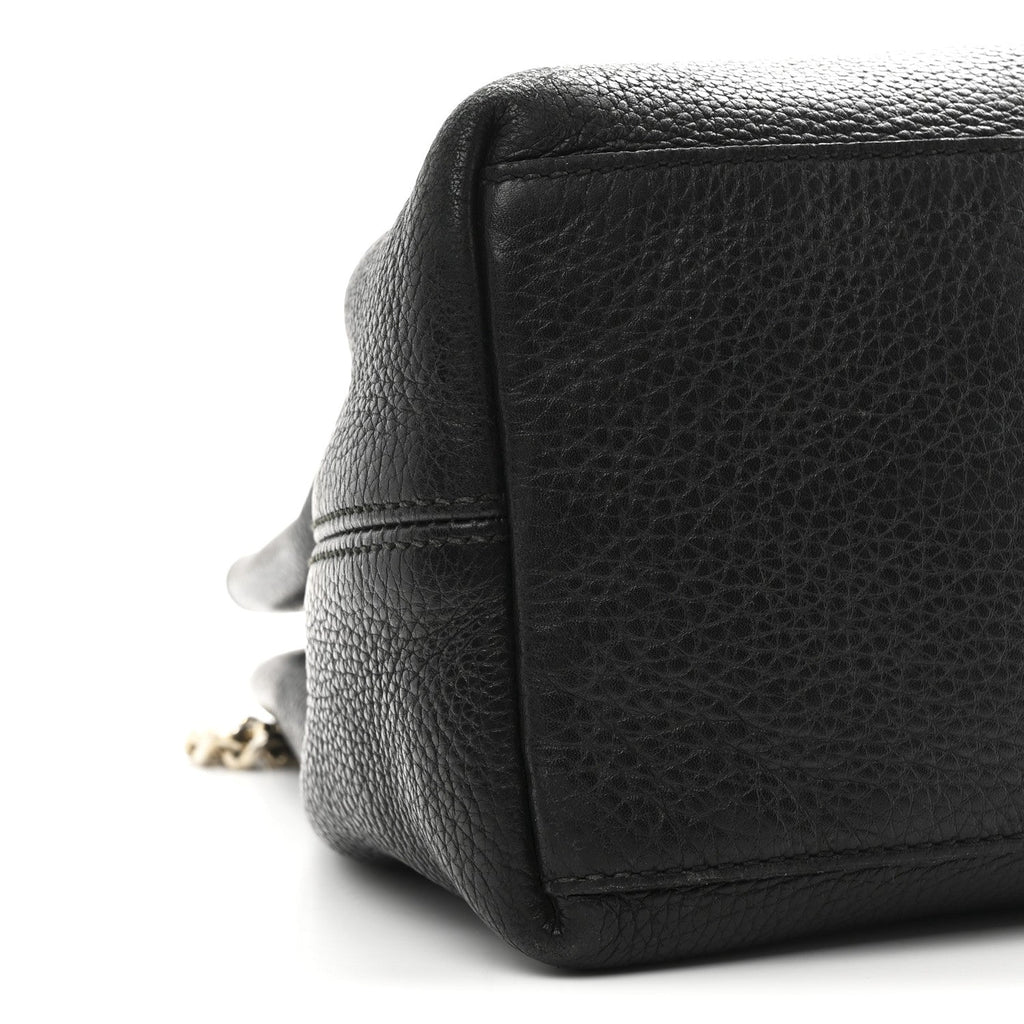 Pebbled Calfskin Medium Soho Chain Shoulder Bag Black wholesalehk.shop