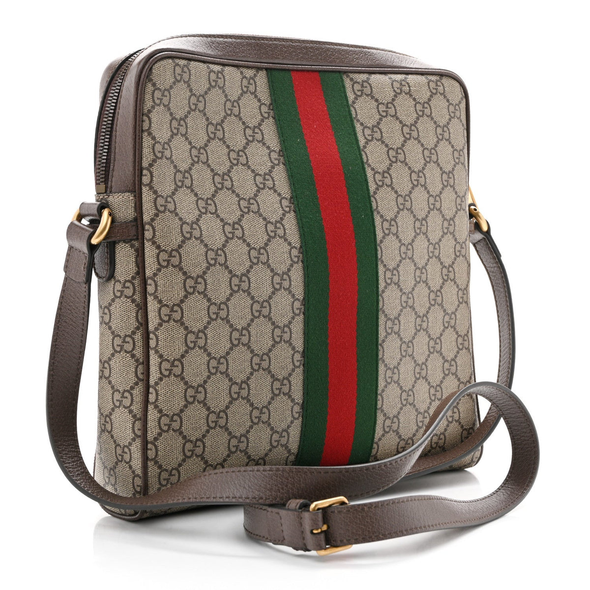 GG Supreme Monogram Web Medium Ophidia Messenger Bag Brown wholesalehk.shop