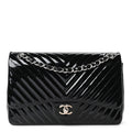 Patent Chevron Quilted Jumbo Double Flap Black wholesalehk.shop