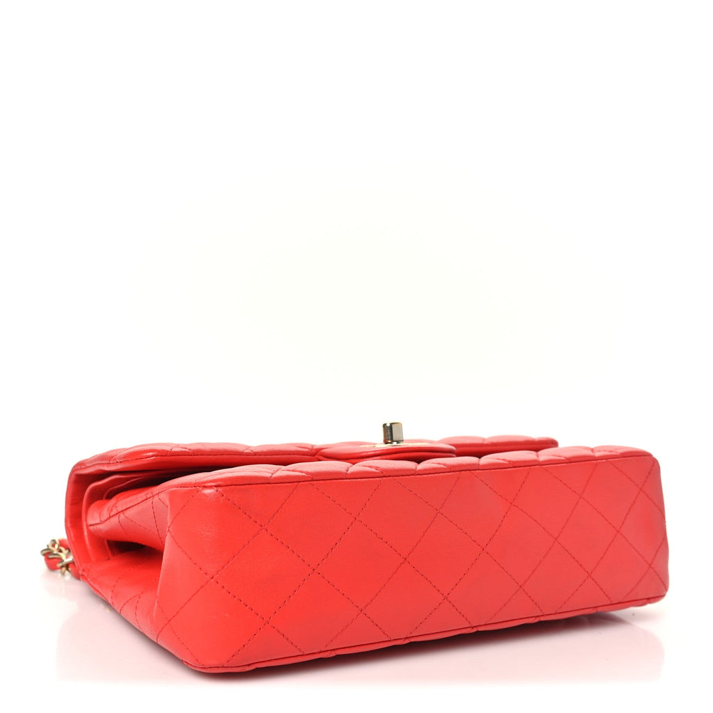 Lambskin Quilted Small Double Flap Red wholesalehk.shop