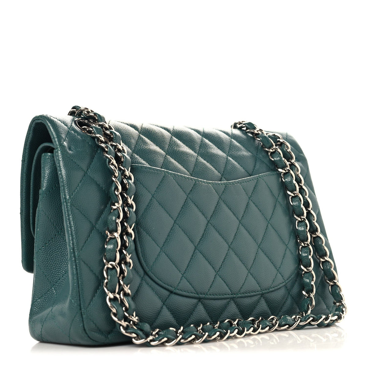 Caviar Quilted Medium Double Flap Green wholesalehk.shop