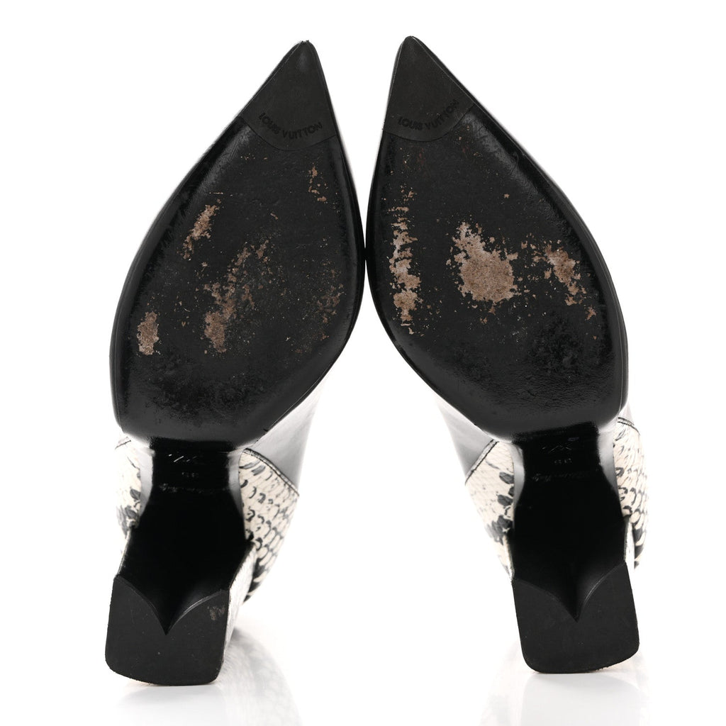 Calfskin Snakeskin Embossed Matchmake Pumps 35 Black White £¨ Direct shipment via from wholesalehk.shop