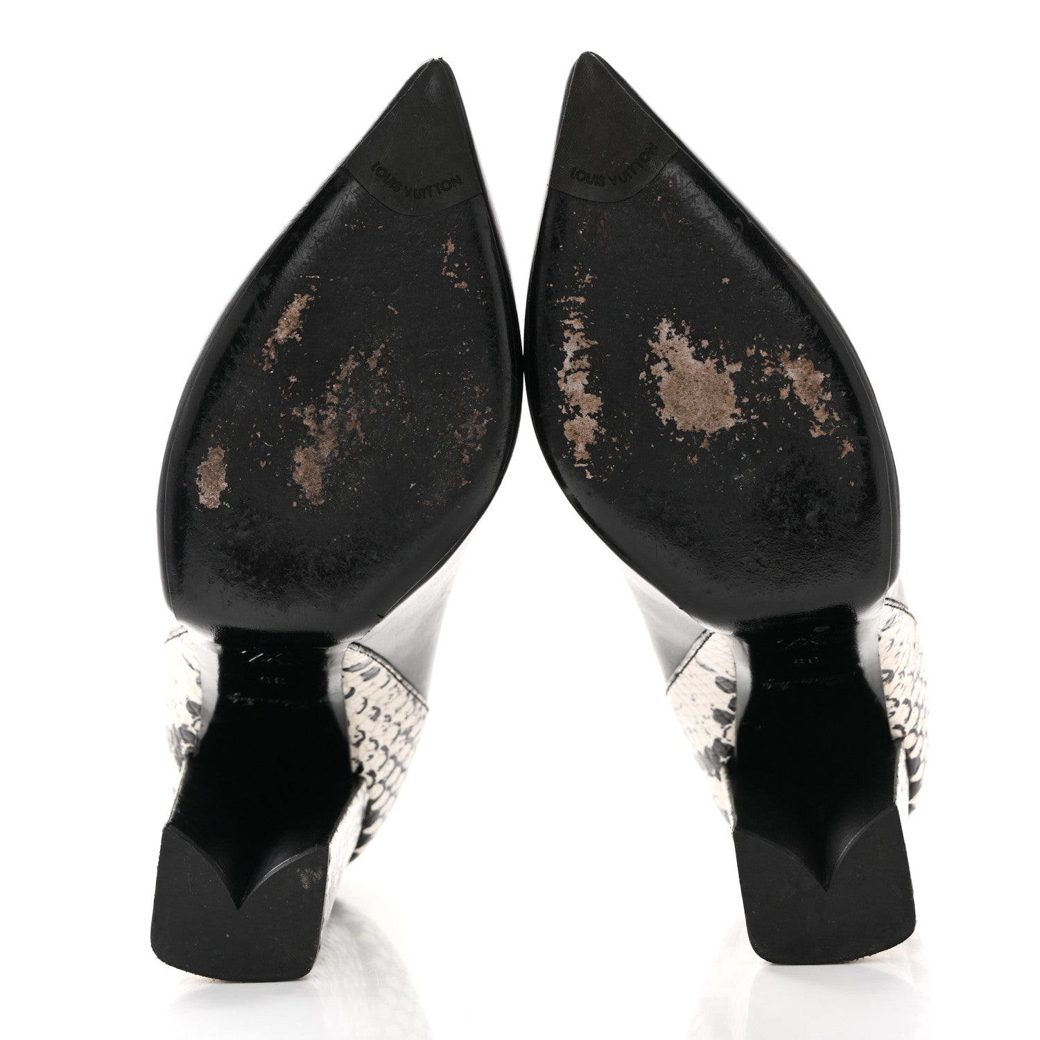 Calfskin Snakeskin Embossed Matchmake Pumps 35 Black White £¨ Direct shipment via from wholesalehk.shop