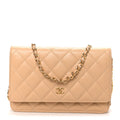 Caviar Quilted Wallet on Chain WOC Beige wholesalehk.shop
