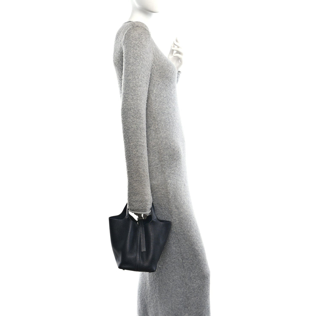 Taurillon Clemence Picotin Lock 18 PM Bleu Indigo £¨ Direct shipment via from wholesalehk.shop