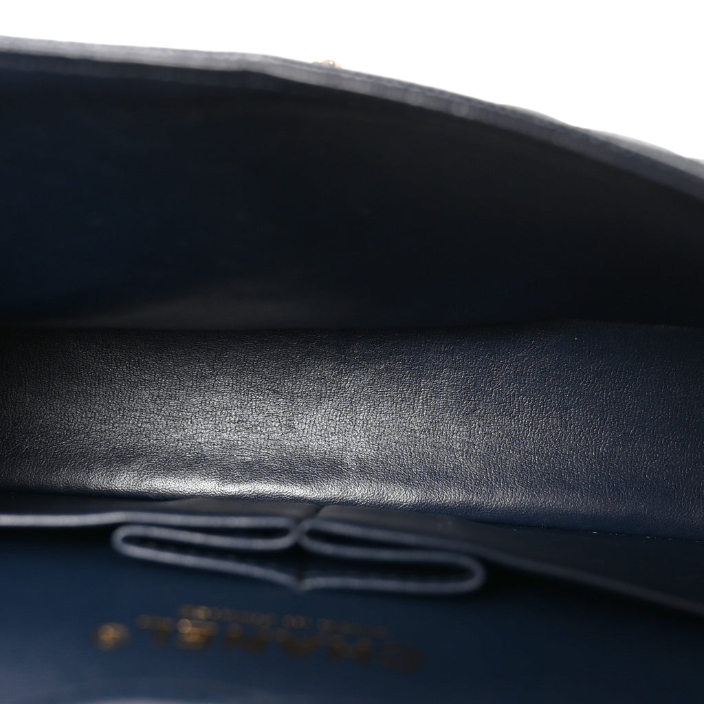 Caviar Quilted Small Double Flap Dark Navy wholesalehk.shop