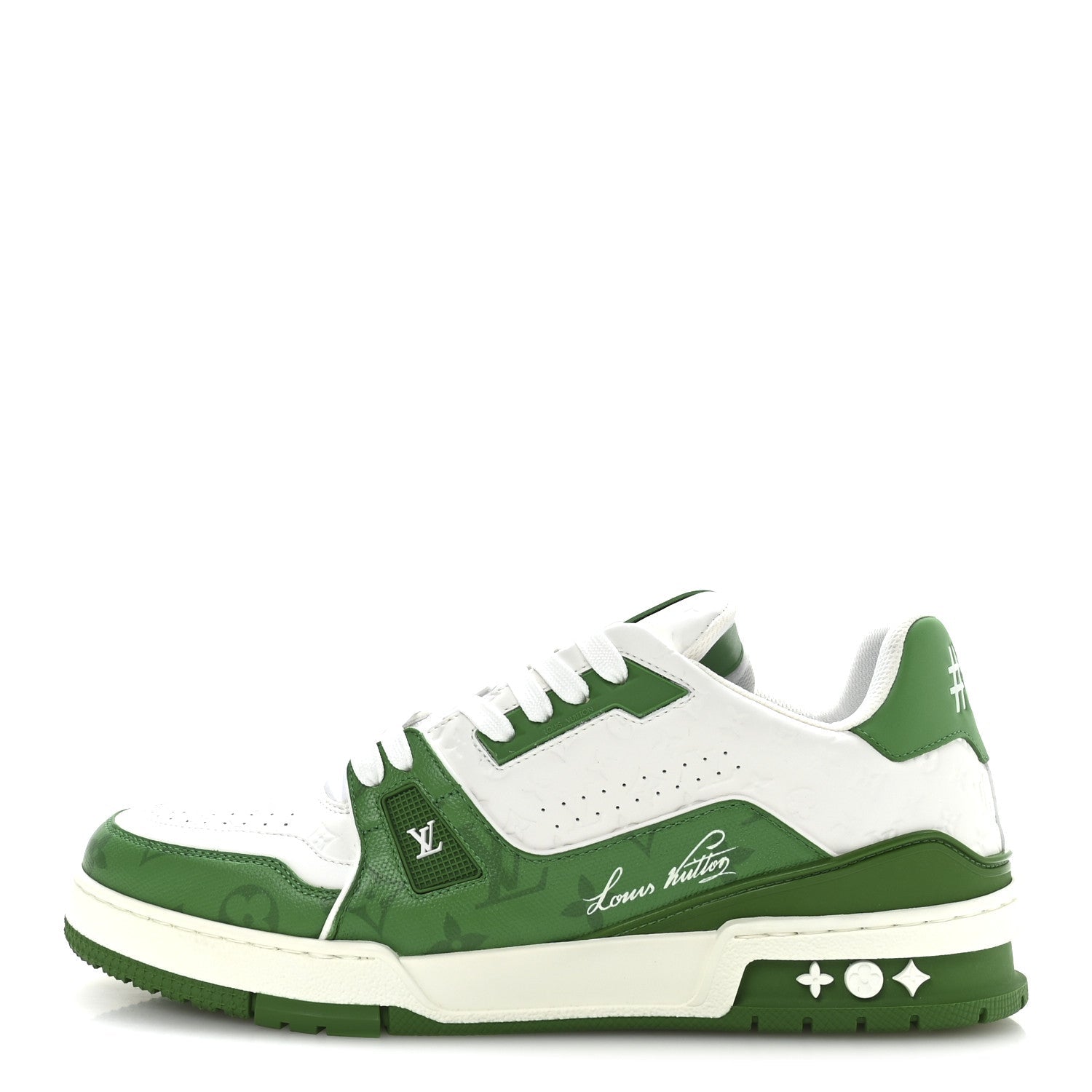Calfskin Monogram Mens LV Trainer Sneakers 8.5 Green £¨ Direct shipment via from wholesalehk.shop
