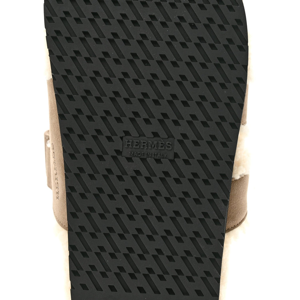 Suede Goatskin Woolskin Womens Chypre Sandals 39 Etoupe Ecru wholesalehk.shop