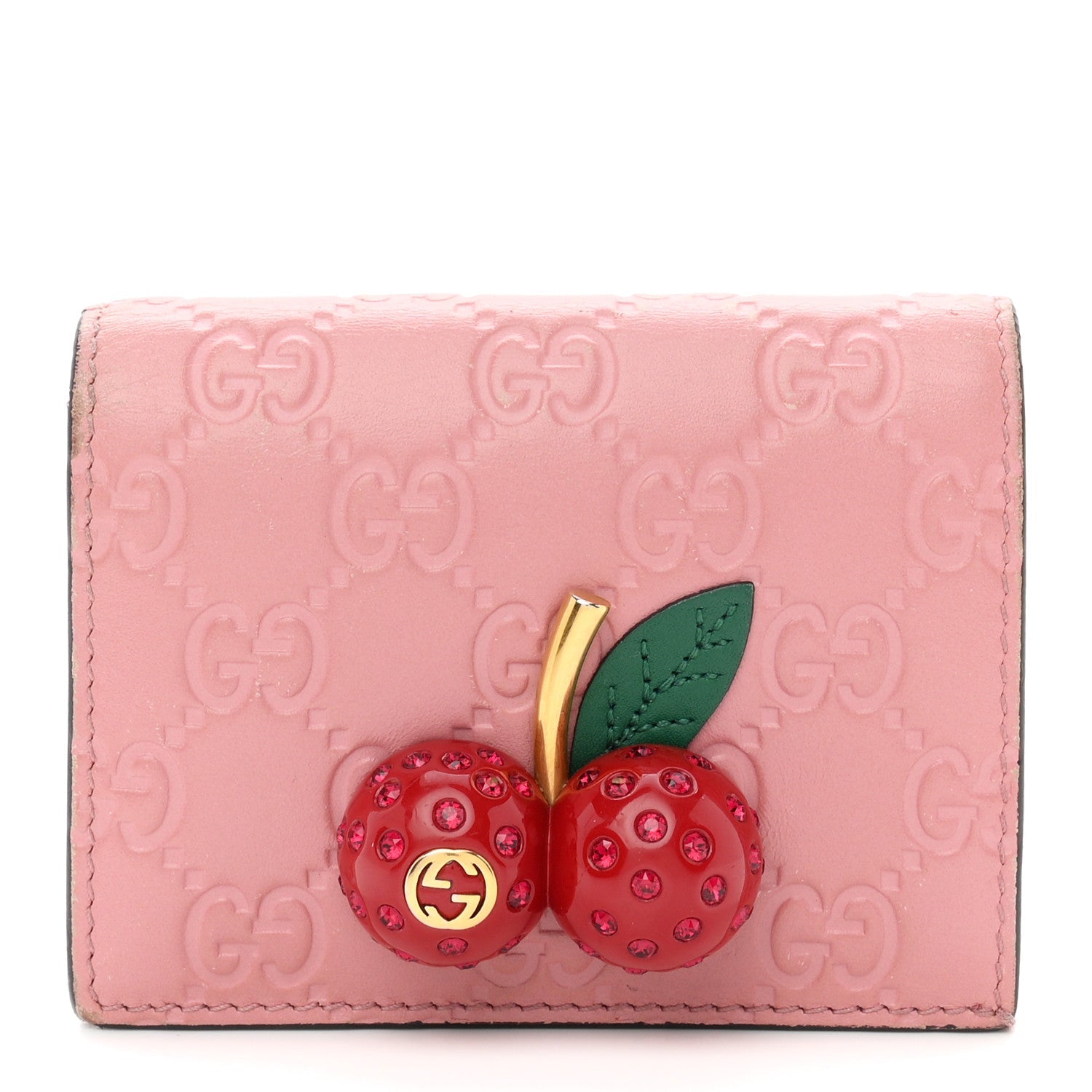 Guccissima Cherries Card Case Wallet Pink £¨ Direct shipment via from wholesalehk.shop