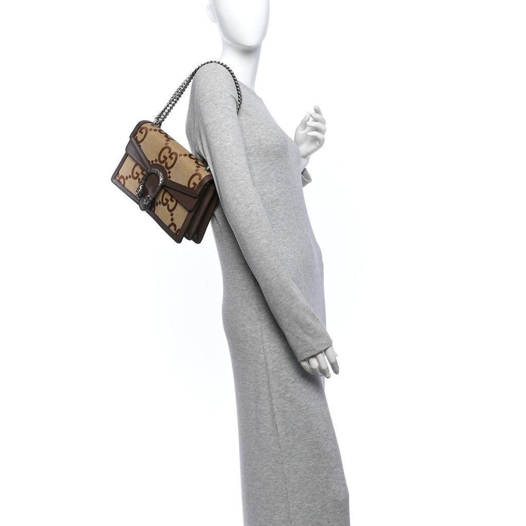 Monogram Jumbo GG Textured Dollar Calfskin Small Dionysus Shoulder Bag Camel Ebony New Acero wholesalehk.shop