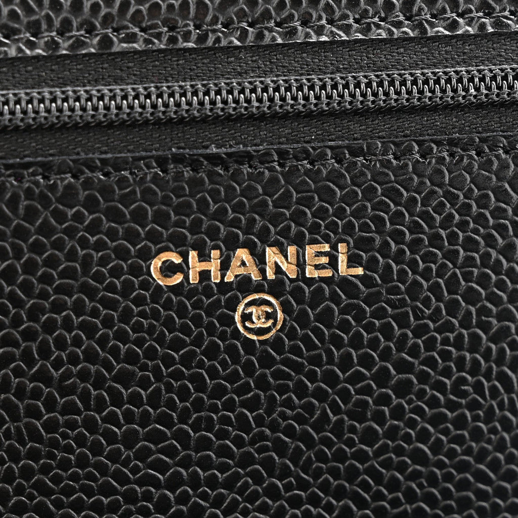 Caviar Quilted Wallet on Chain WOC Black wholesalehk.shop