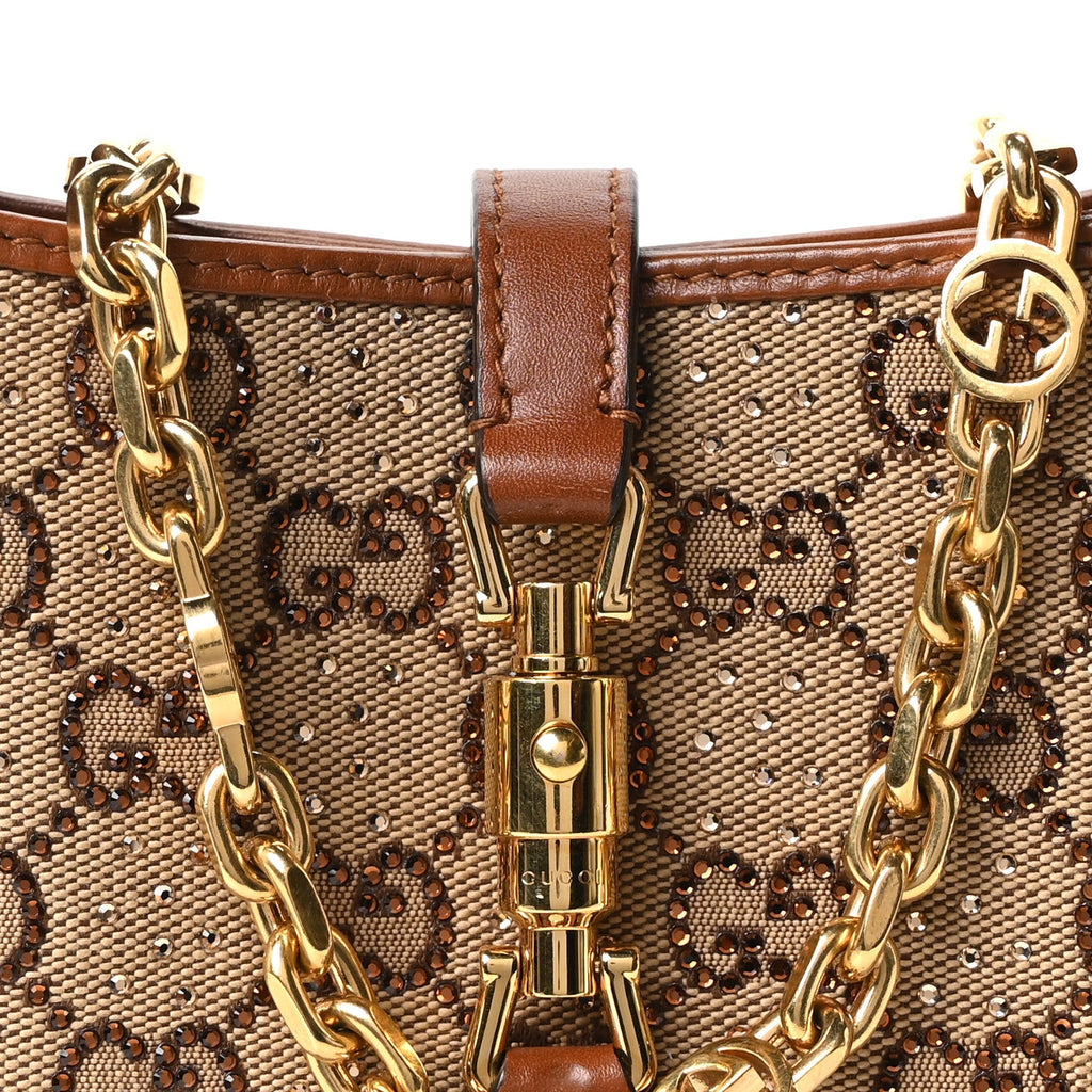 New Canvas Charisma Calfskin Crystal GG Monogram Mini Jackie 1961 Hobo Camel Ebony £¨ Direct shipment via from wholesalehk.shop