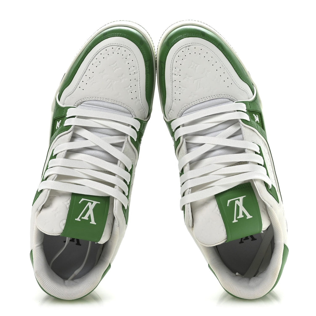 Calfskin Monogram Mens LV Trainer Sneakers 8.5 Green £¨ Direct shipment via from wholesalehk.shop