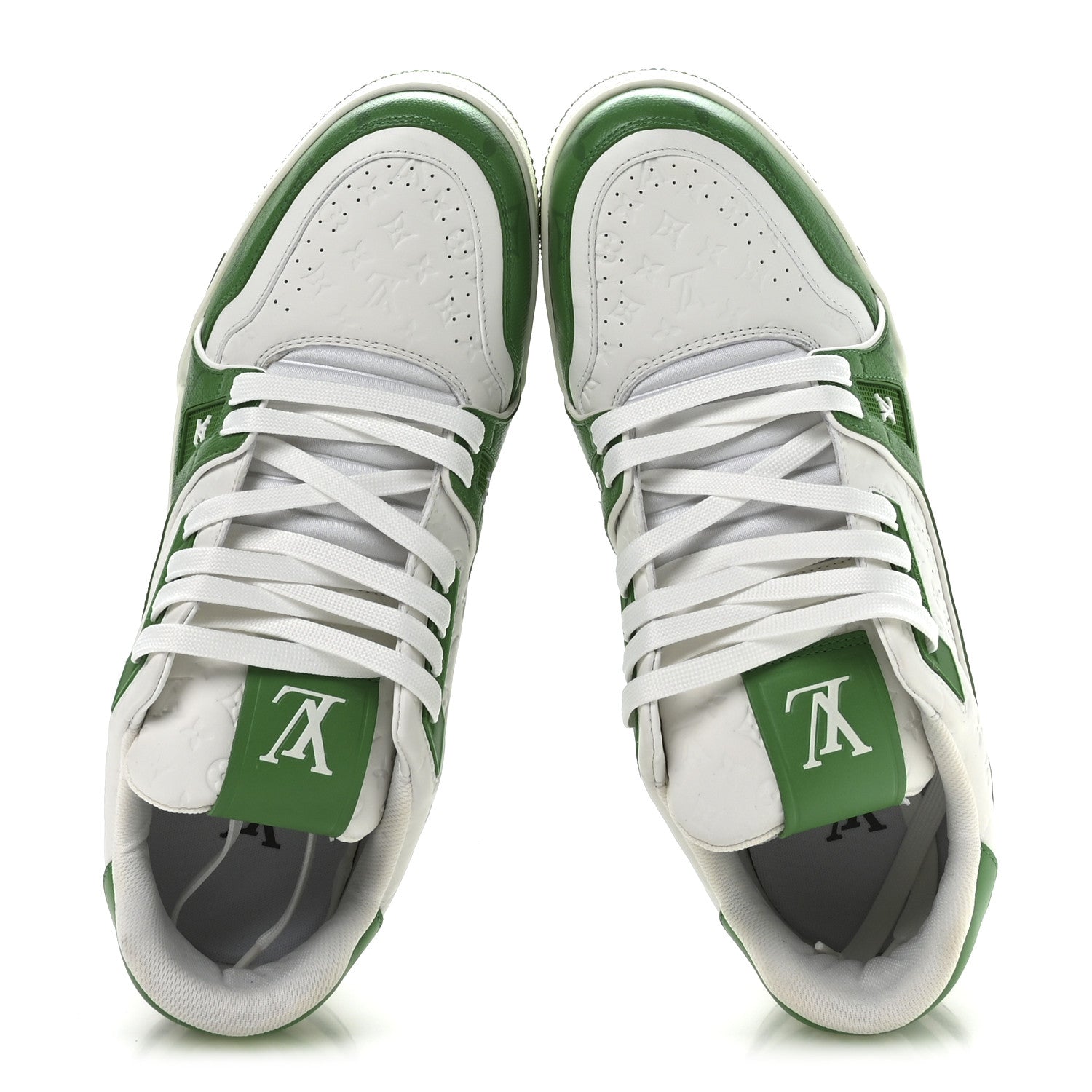 Calfskin Monogram Mens LV Trainer Sneakers 8.5 Green £¨ Direct shipment via from wholesalehk.shop