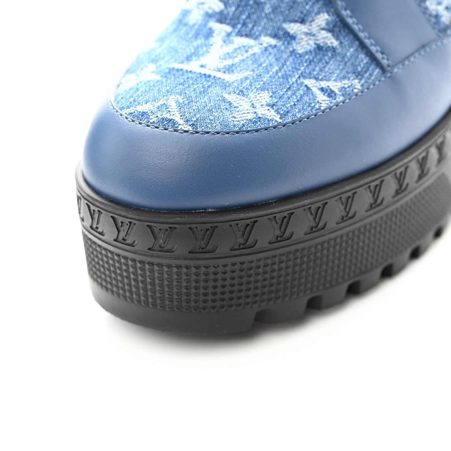 Calfskin Monogram Denim Laureate Platform Desert Boots 38 Blue £¨ Direct shipment via from wholesalehk.shop