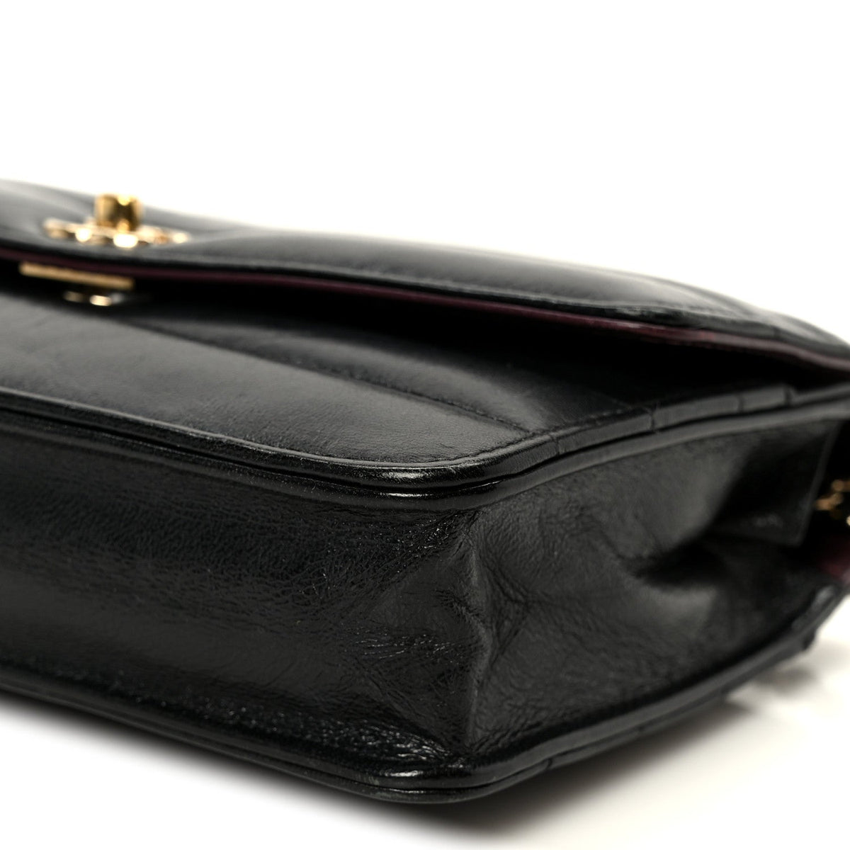 Lambskin Chevron Quilted Wallet On Chain WOC Black wholesalehk.shop
