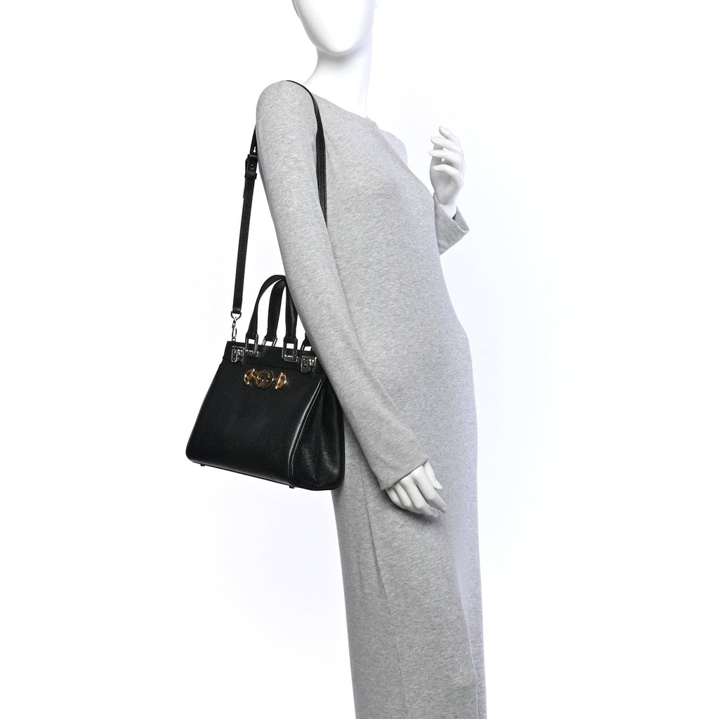 Grainy Calfskin Small Zumi Top Handle Bag Black wholesalehk.shop