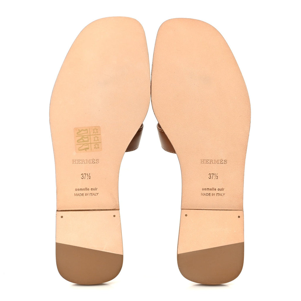Box Calfskin Oran Sandals 37.5 Gold wholesalehk.shop
