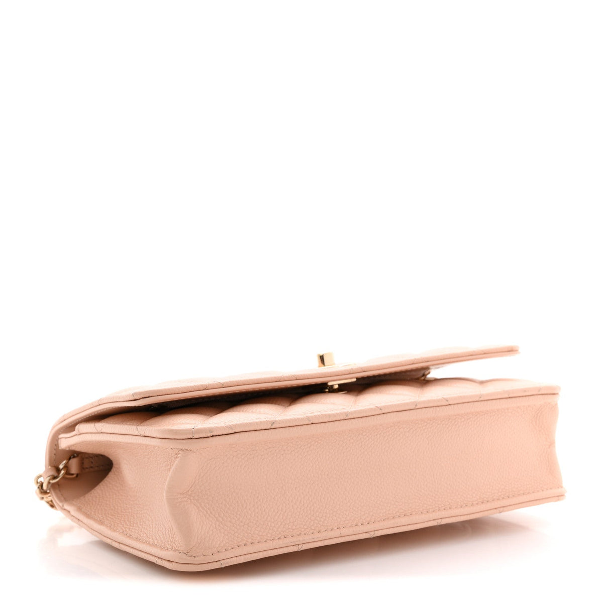 Caviar Quilted CC Turnlock Wallet On Chain WOC Beige wholesalehk.shop