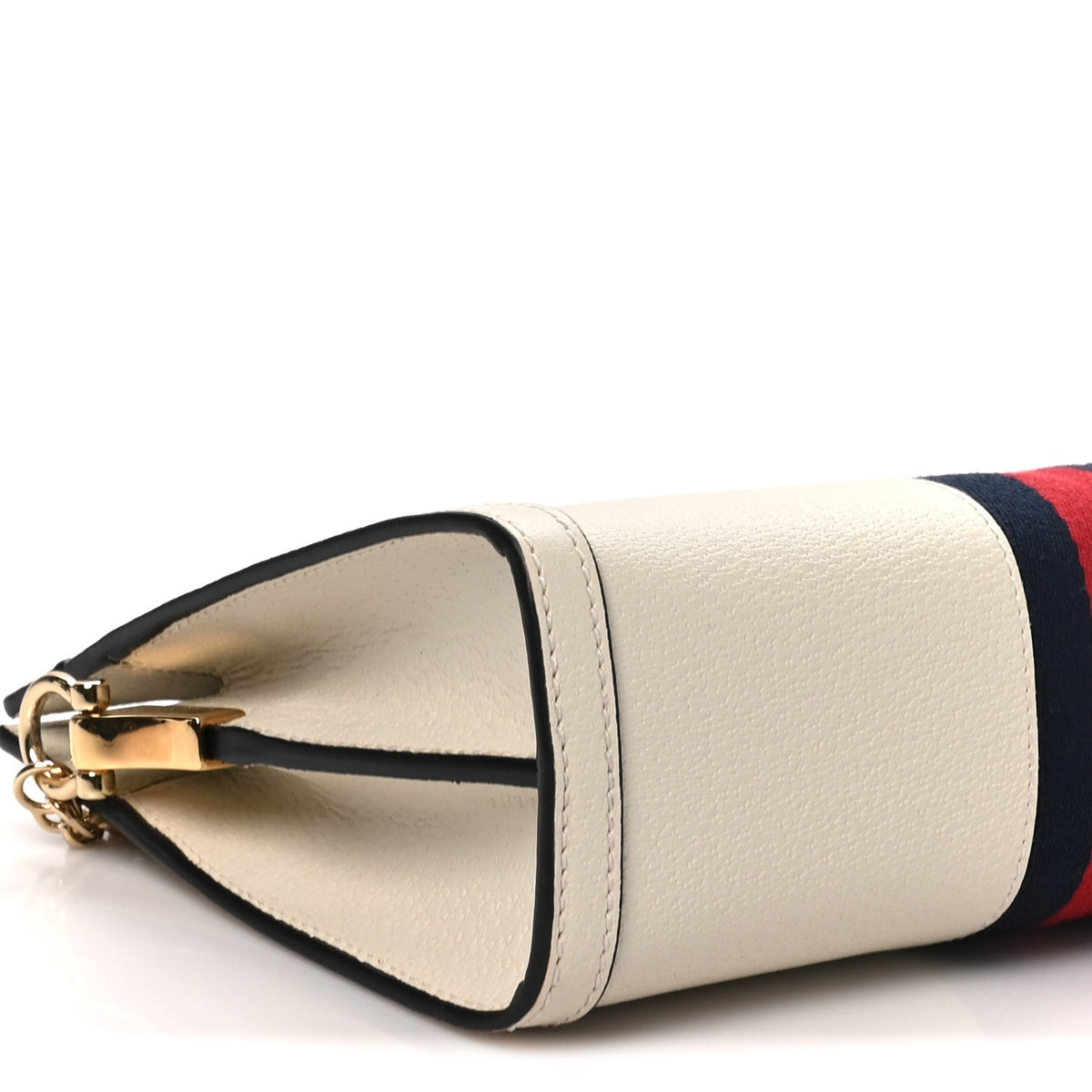 Textured Calfskin Web Small Ophidia Chain Shoulder Bag Mystic White wholesalehk.shop
