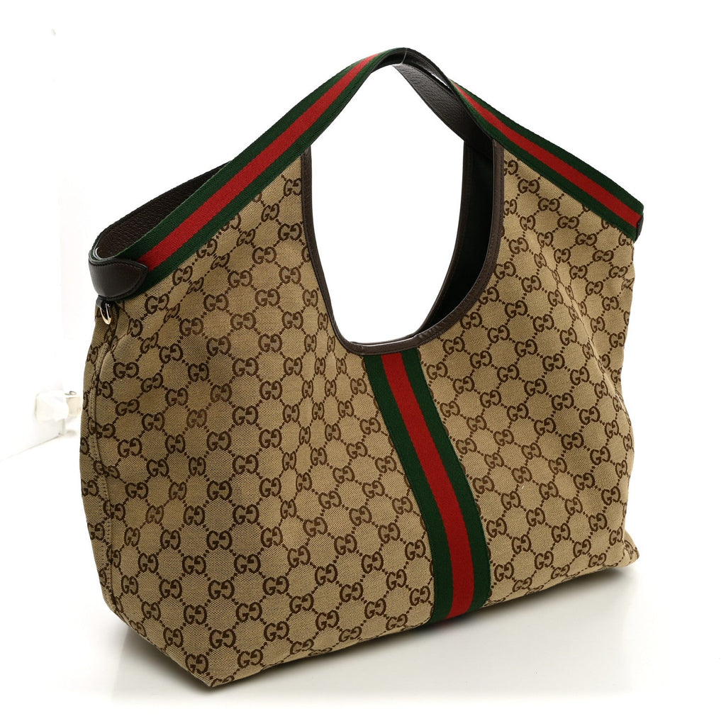 GG Monogram Web Large Giglio Tote Beige Brown wholesalehk.shop