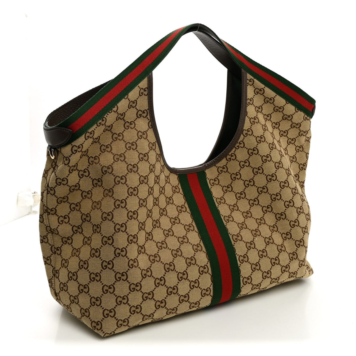 GG Monogram Web Large Giglio Tote Beige Brown wholesalehk.shop