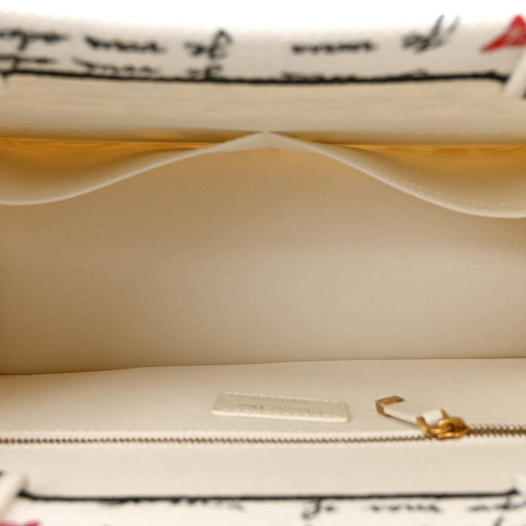 Calfskin Canvas Embroidered Medium Dioramour Je Vous Adore Book Tote With Strap White Black Red £¨ Direct shipment via from wholesalehk.shop